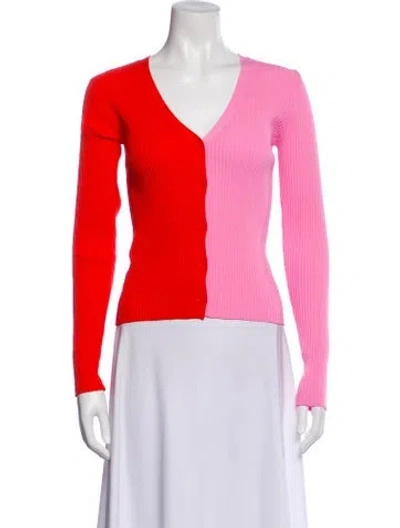 Pre-owned Staud Nylon V-neck Sweater In Multi