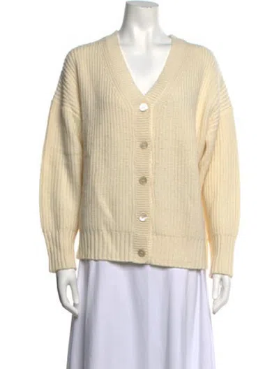 Pre-owned Staud Nylon V-neck Sweater In Neutrals