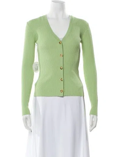 Pre-owned Staud Nylon V-neck Sweater W/ Tags In Green