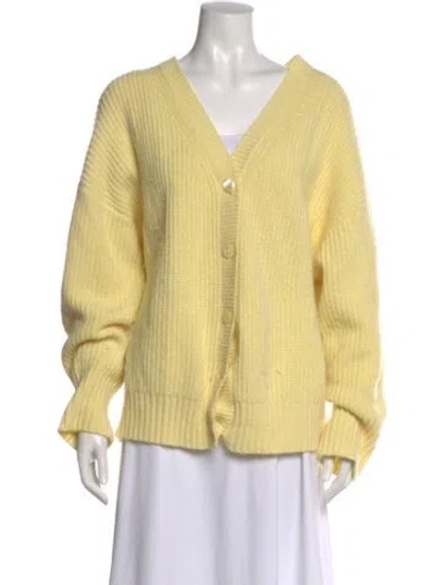 Pre-owned Staud Nylon V-neck Sweater In Yellow