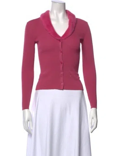 Pre-owned Staud Nylon V-neck Top In Pink