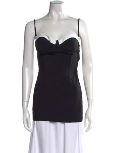 Pre-owned Staud Nylon V-neck Top W/ Tags In Black