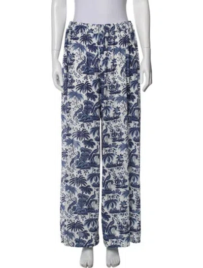 Pre-owned Staud Nylon Wide Leg Pants In Blue/white