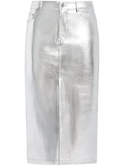 STAUD OAKLYN METALLIC-EFFECT MIDI SKIRT
