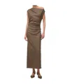 Staud Off Shoulder Dress In Brown