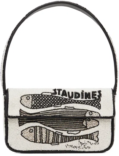Staud Off-white & Black Tommy Beaded Bag In Stcr Ines Cream