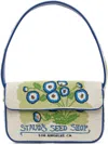 Staud Off-white & Blue Tommy Beaded Bag