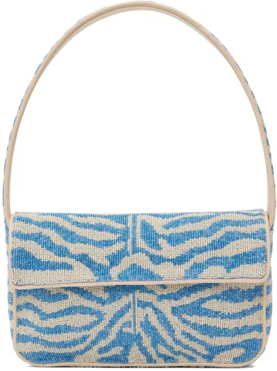 Staud Off-white & Blue Tommy Beaded Bag In Ltblue Crea