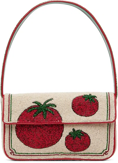 Staud Off-white & Red Tommy Beaded Bag