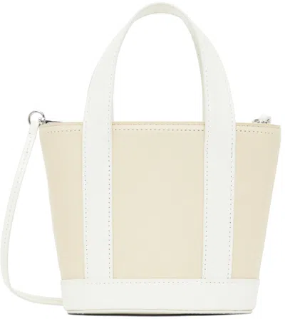 Staud Off-white & White Allora Micro Bag In Crmp Cream/paper