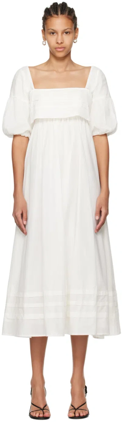 Staud Off-white Darla Midi Dress In Ivy Ivory