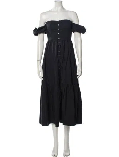 Pre-owned Staud Off-the-shoulder Long Dress In Black