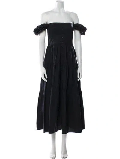 Pre-owned Staud Off-the-shoulder Long Dress In Black