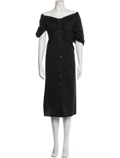 Pre-owned Staud Off-the-shoulder Long Dress In Black