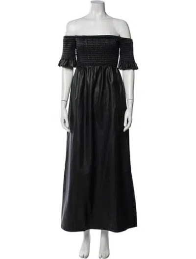 Pre-owned Staud Off-the-shoulder Long Dress In Black
