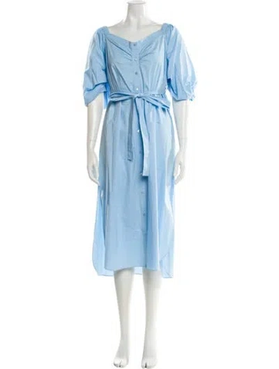 Pre-owned Staud Off-the-shoulder Long Dress In Blue