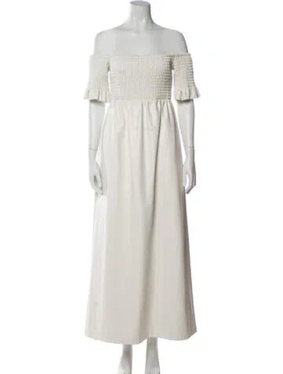 Pre-owned Staud Off-the-shoulder Long Dress In Gray