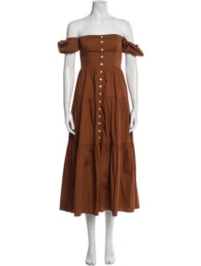 Pre-owned Staud Off-the-shoulder Long Dress In Neutral