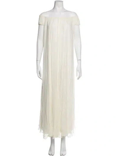 Pre-owned Staud Off-the-shoulder Long Dress In Neutral