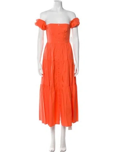 Pre-owned Staud Off-the-shoulder Long Dress W/ Tags In Orange