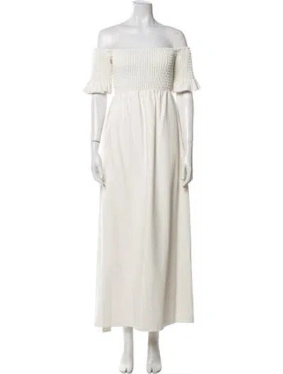 Pre-owned Staud Off-the-shoulder Long Dress In White