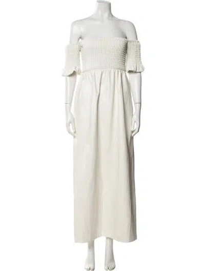 Pre-owned Staud Off-the-shoulder Long Dress In White
