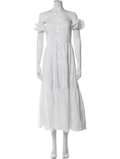 Pre-owned Staud Off-the-shoulder Long Dress In White