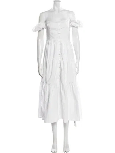 Pre-owned Staud Off-the-shoulder Long Dress In White