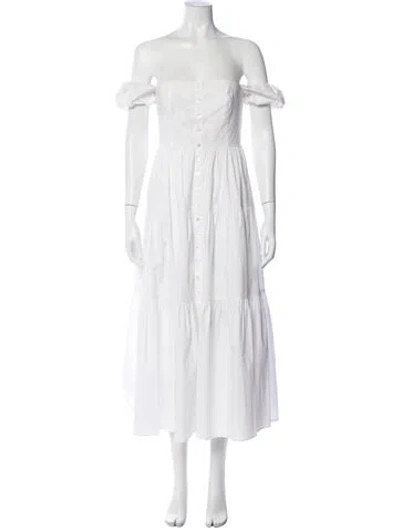 Pre-owned Staud Off-the-shoulder Long Dress In White