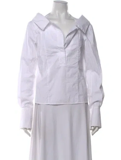 Pre-owned Staud Off-the-shoulder Long Sleeve Blouse In White