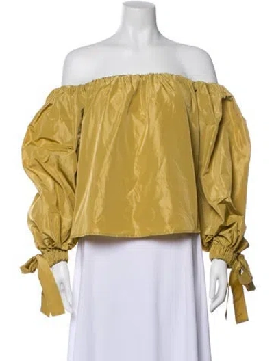 Pre-owned Staud Off-the-shoulder Long Sleeve Blouse In Yellow