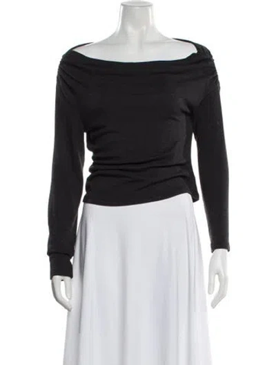 Pre-owned Staud Off-the-shoulder Long Sleeve Top In Black