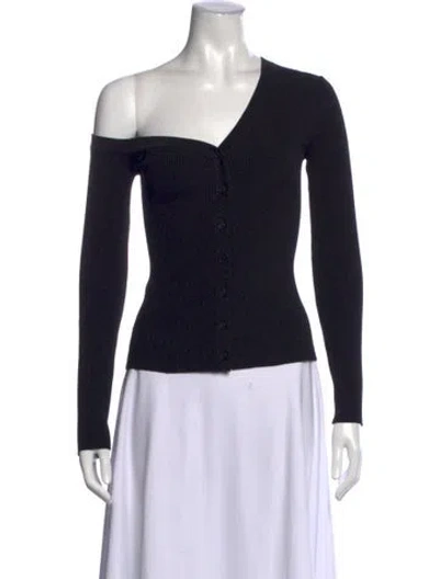 Pre-owned Staud Off-the-shoulder Long Sleeve Top In Black