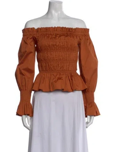 Pre-owned Staud Off-the-shoulder Long Sleeve Top In Orange