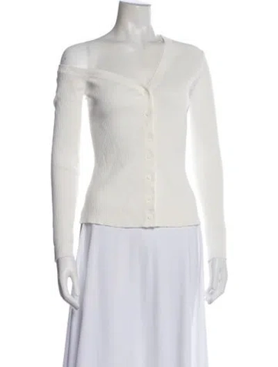 Pre-owned Staud Off-the-shoulder Long Sleeve Top In White