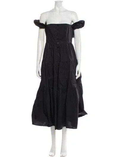 Pre-owned Staud Off-the-shoulder Midi Length Dress In Black