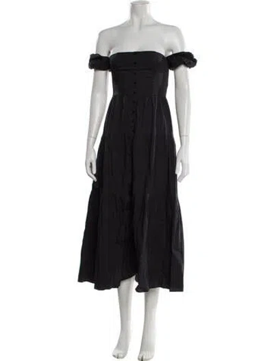 Pre-owned Staud Off-the-shoulder Midi Length Dress In Blue