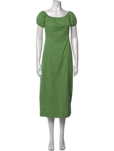 Pre-owned Staud Off-the-shoulder Midi Length Dress In Green