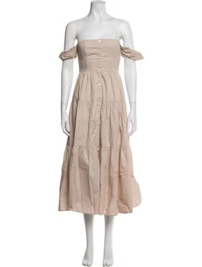 Pre-owned Staud Off-the-shoulder Midi Length Dress In Neutral