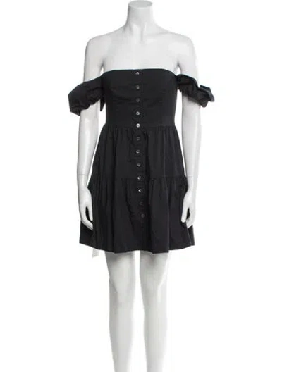 Pre-owned Staud Off-the-shoulder Mini Dress In Black