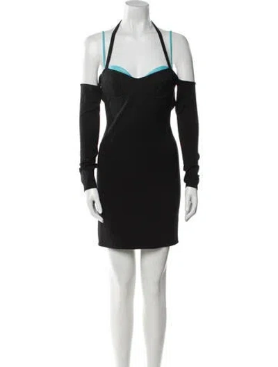 Pre-owned Staud Off-the-shoulder Mini Dress In Black