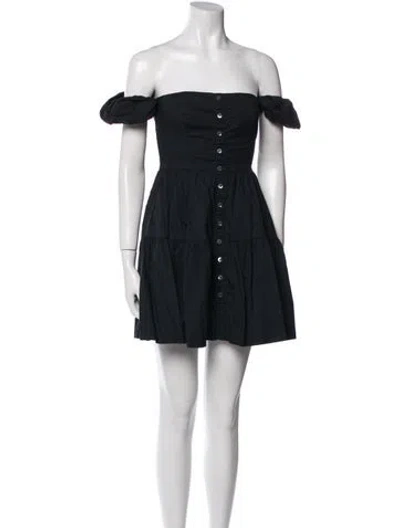 Pre-owned Staud Off-the-shoulder Mini Dress In Black