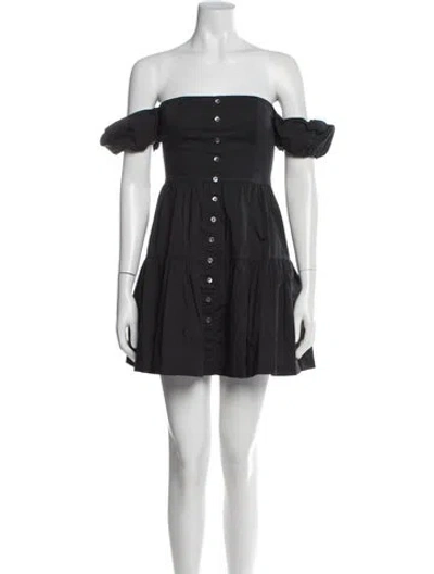 Pre-owned Staud Off-the-shoulder Mini Dress In Black