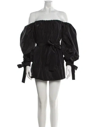 Pre-owned Staud Off-the-shoulder Mini Dress In Black