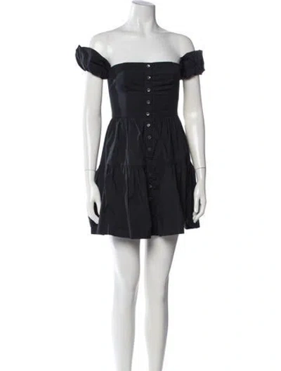 Pre-owned Staud Off-the-shoulder Mini Dress In Black