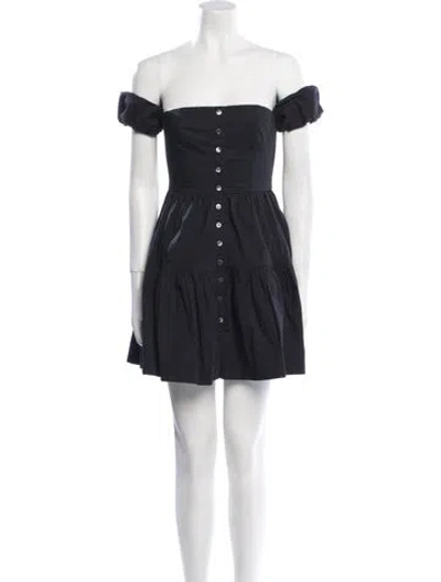Pre-owned Staud Off-the-shoulder Mini Dress In Blue
