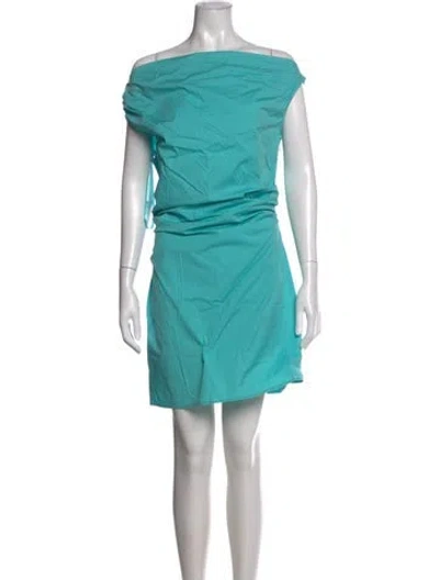 Pre-owned Staud Off-the-shoulder Mini Dress In Blue