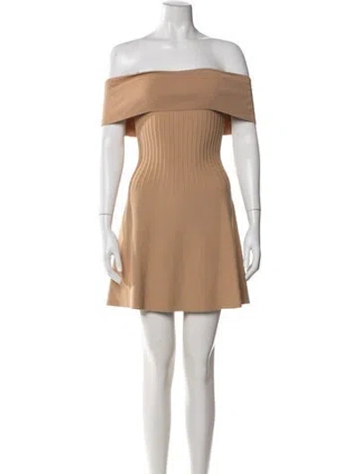 Pre-owned Staud Off-the-shoulder Mini Dress In Neutrals