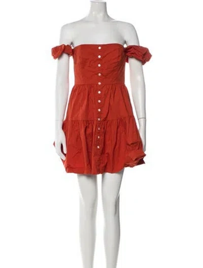 Pre-owned Staud Off-the-shoulder Mini Dress In Orange