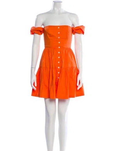 Pre-owned Staud Off-the-shoulder Mini Dress In Orange